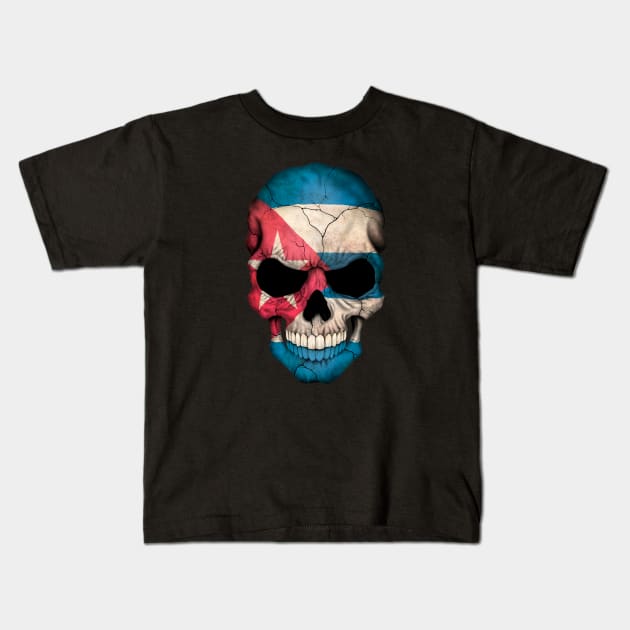 Cuban Flag Skull Kids T-Shirt by jeffbartels